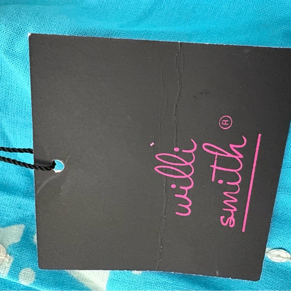 Willi Smith Turquoise A-Line Skirt with White Patterns - Picture 3 of 8